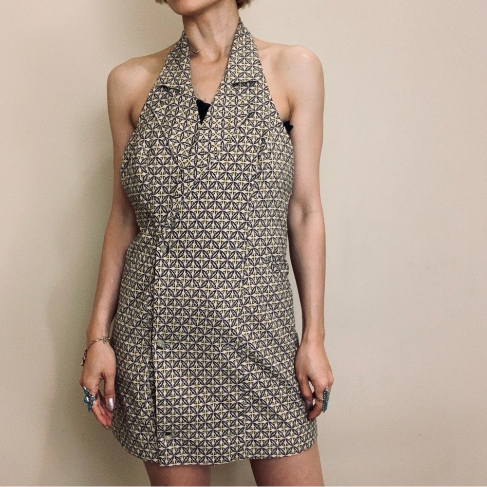 Geometric Pattern Halter Dress - Picture 4 of 13